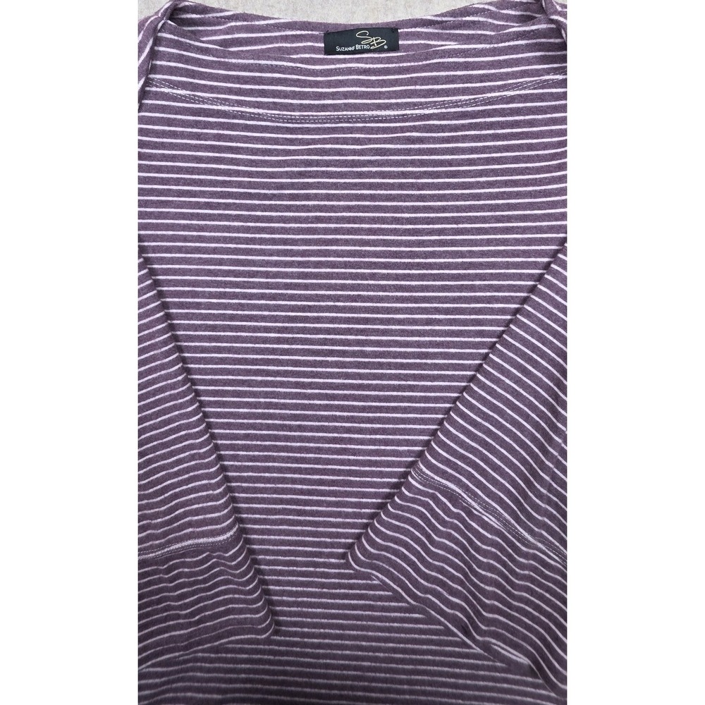 Suzanne Betro Dress Burgandy & White Stripe Long-Sleeve Pocket A-Line Size Large